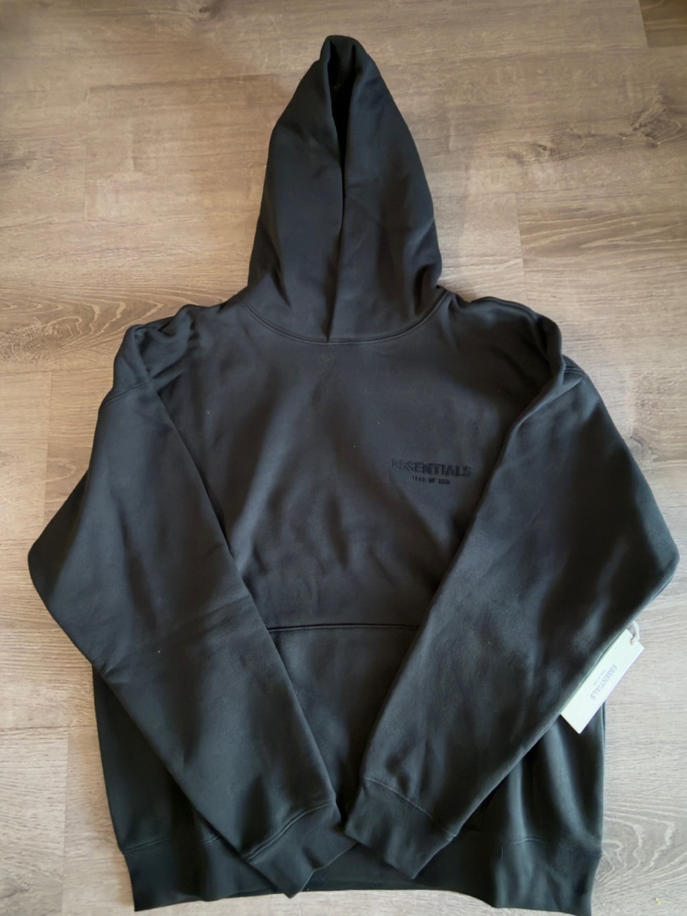 Essentials Black Minimal Logo Pullover Hoodie